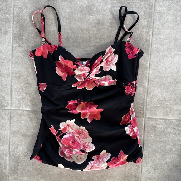 Calvin Klein Other - Calvin Klein Women's Floral-Print Tankini Swim Top- Black/Pink/White - L